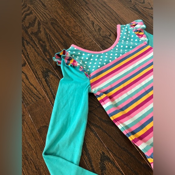 Matilda Jane Girls 8 “Moments With You” Teal Green/Multi-Color Stripes Bodysuit - Picture 3 of 10